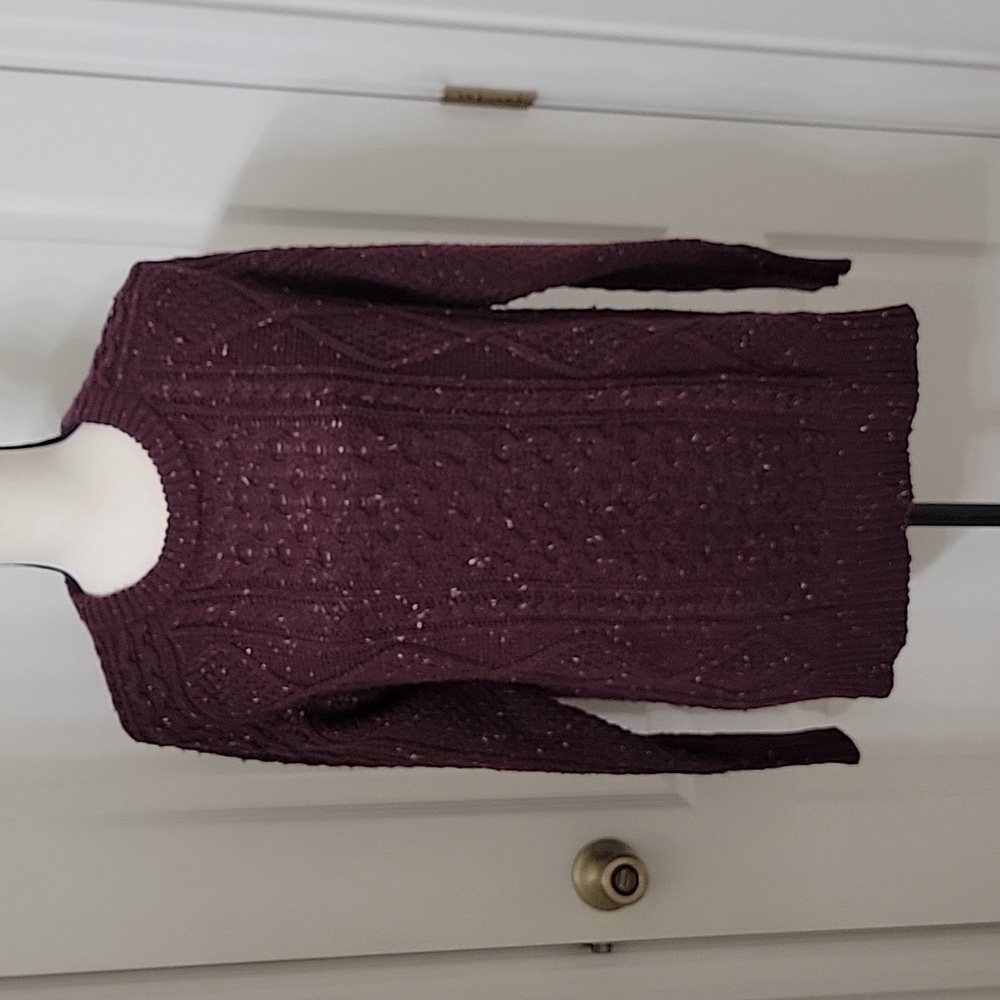 Merona Size M Deep Purple with White Marled Knit Long Sleeve Sweater, GUC